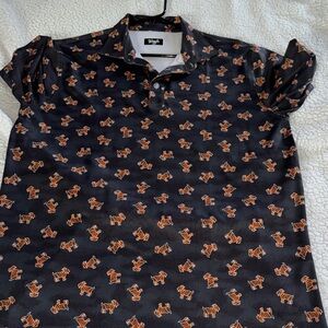 Stylish Black Polo with Orange Tiger Pattern